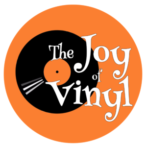 The Joy of Vinyl logo — a record spinning on an orange background